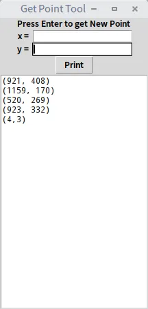 Gadget development for mouse coordinates